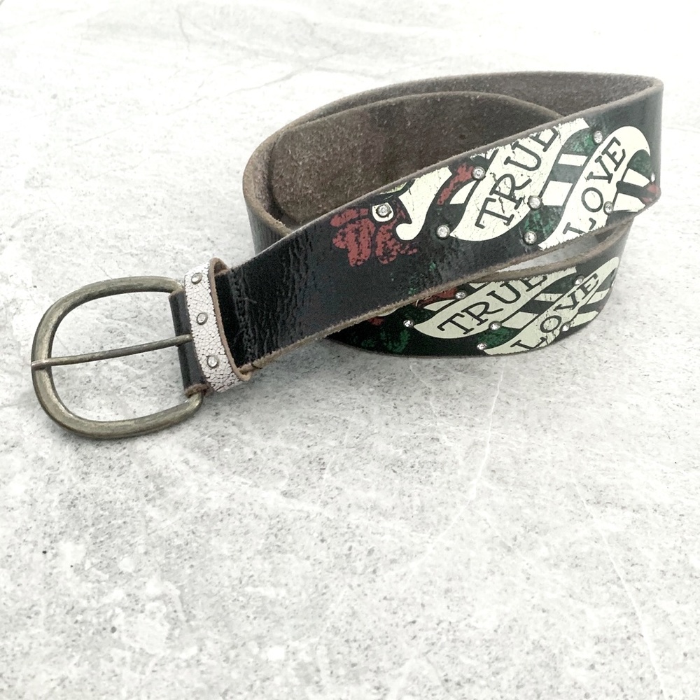 Ed Hardy tattoed leather belt